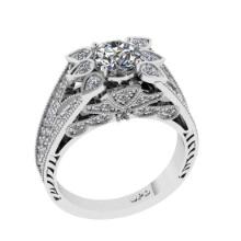 2.04 Ctw SI2/I1 Diamond 14K White Gold Vintage style Wedding Ring