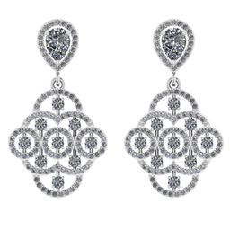 3.84 Ctw SI2/I1 Diamond 14K White Gold Dangling Earrings