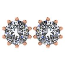 Certitifed 1.60 Ctw Round Diamond 14K Rose Gold Stud Earrings