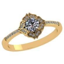 Certified .59 Ctw Diamond 14k Genuine Yellow Gold Halo Ring