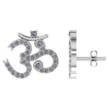 Certified .40 CTW Round Diamond 14K White Gold Earring