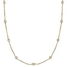 Station Bezel-Set Necklace in 14k Yellow Gold 0.33 ctw