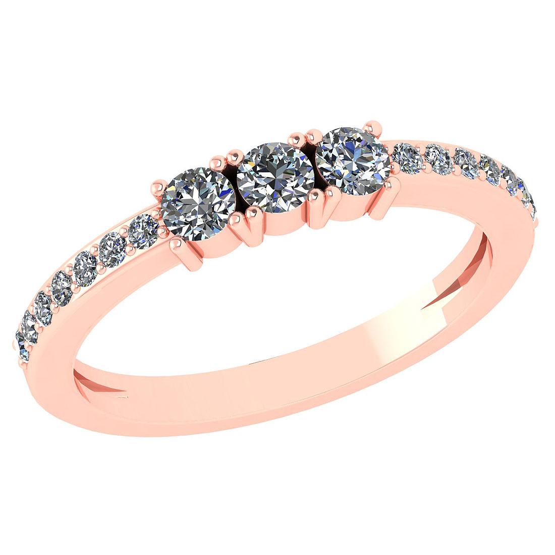 Certified 0.23 Ctw Diamond 14k Rose Halo Gold Ring