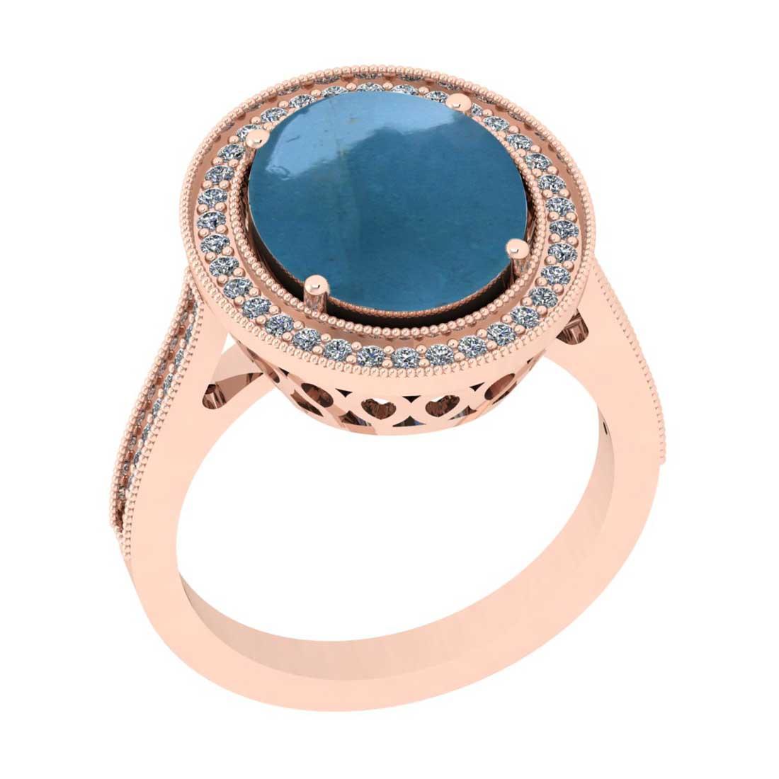 5.10 Ctw SI2/I1 Aquamarine And Diamond 14K Rose Gold Engagement Halo Ring
