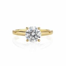 CERTIFIED 1.07 CTW D/VS1 ROUND DIAMOND SOLITAIRE RING IN 14K YELLOW GOLD