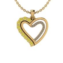 0.14 Ctw i2/i3 Treated fancy Yellow Diamond 14K Yellow Gold Pendant Necklace