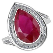 Certified 2.20 CTW Genuine Ruby And Diamond 14K White Gold Ring