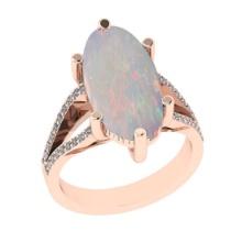 5.58 Ctw SI2/I1 Opal and Diamond 14K Rose Gold Engagement Ring