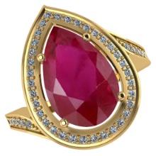 Certified 2.20 CTW Genuine Ruby And Diamond 14K Yellow Gold Ring