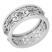 Certified 0.30 Ctw Diamond VS/SI1 18K White Gold Band Ring Made In USA