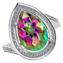 Certified 2.30 CTW Genuine Green Amethyst And Diamond 14K White Gold Ring