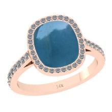 3.58 Ctw SI2/I1 Aquamarine And Diamond 14K Rose Gold Engagement Halo Ring