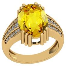 21.64 Ctw I2/I3 Lemon Topaz And Diamond 14k Yellow Gold Engagement Halo Ring