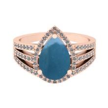 2.50 Ctw SI2/I1 Aquamarine And Diamond 14K Rose Gold Wedding Ring