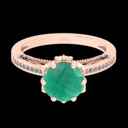 1.27 Ctw VS/SI1 Emerald And Diamond Prong Set 14K Rose Gold Engagement Ring