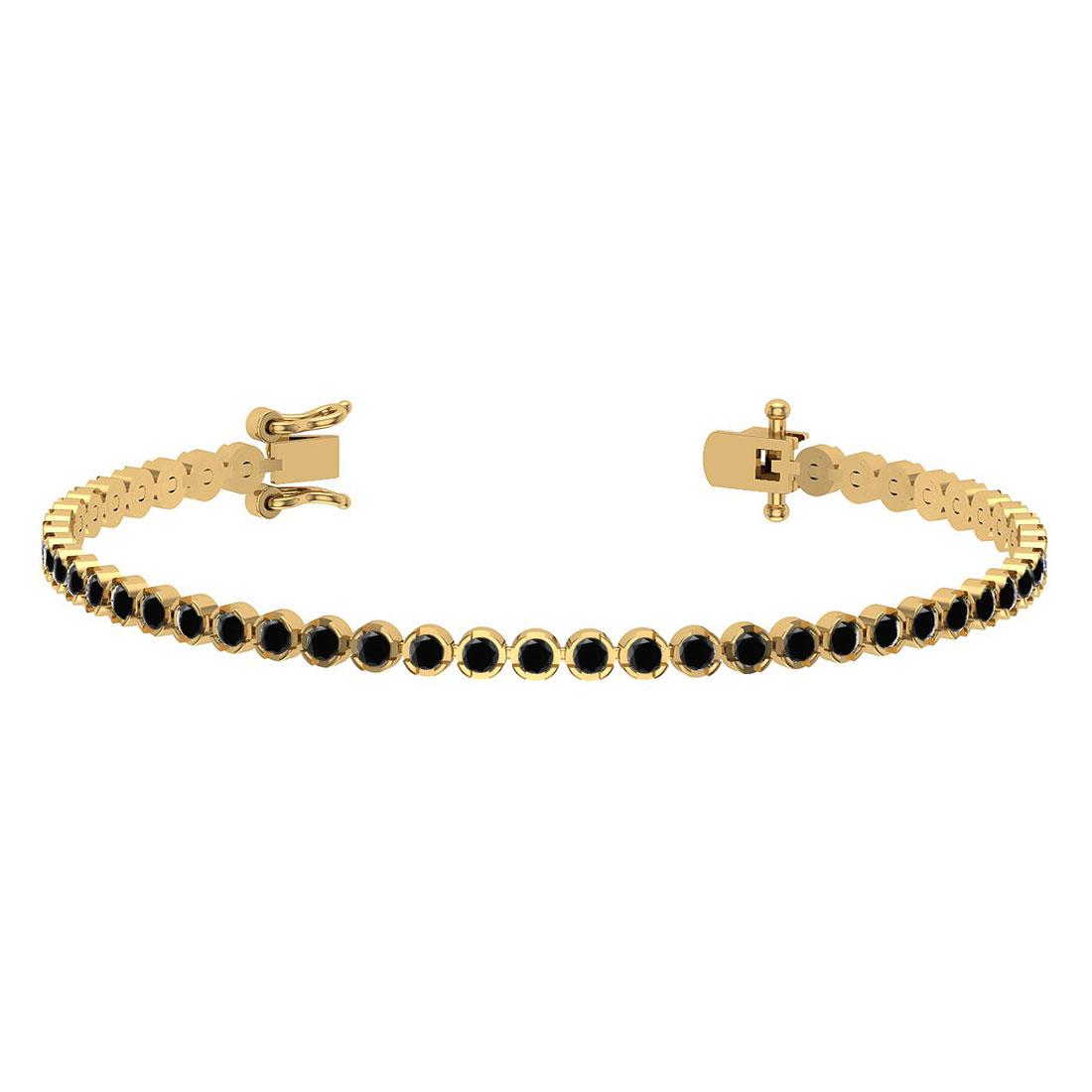 2.60 Ctw i2/i3 Treated Fancy Black Diamond 14K Yellow Gold Bracelet