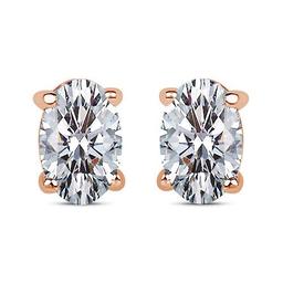 Certified 1.00 CTW Oval Diamond 14K Rose Gold Earring