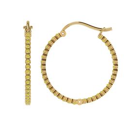 2.04 Ctw i2/i3 Treated Fancy Yellow Diamond 14K Yellow Gold Hoop Earrings