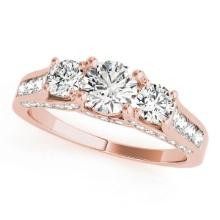 Certified 1.10 Ctw SI2/I1 Diamond 14K Rose Gold three Stone Ring