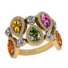 2.95 Ctw I2/I3 Multi Stone And Diamond 14K Yellow Gold Ring