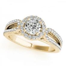 CERTIFIED 18K YELLOW GOLD .85 CTW J-K/VS-SI1 DIAMOND HALO ENGAGEMENT RING