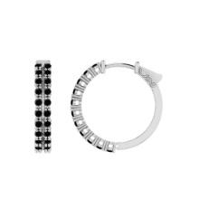 1.20 Ctw Treated fancy Black Diamond 14K White Gold Huggie Earrings