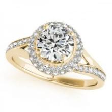 CERTIFIED 18K YELLOW GOLD 0.97 CTW J-K/VS-SI1 DIAMOND HALO ENGAGEMENT RING