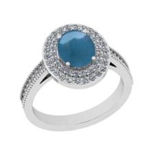 2.25 Ctw SI2/I1 Aquamarine And Diamond 14K White Gold Engagement Ring