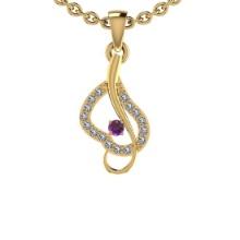 0.13 Ctw I2/I3 Amethyst And Diamond 10K Yellow Gold Pendant