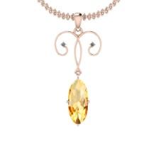 Certified 3.28 Ctw Yellow Topaz And Diamond I2/I3 14K Rose Gold Pendant