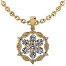 Certified 1.20 CTW Round Diamond 14K Yellow Gold Pendant