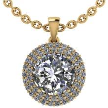 VS/SI1 Certified 1.50 CTW Round Diamond 14K Yellow Gold Pendant