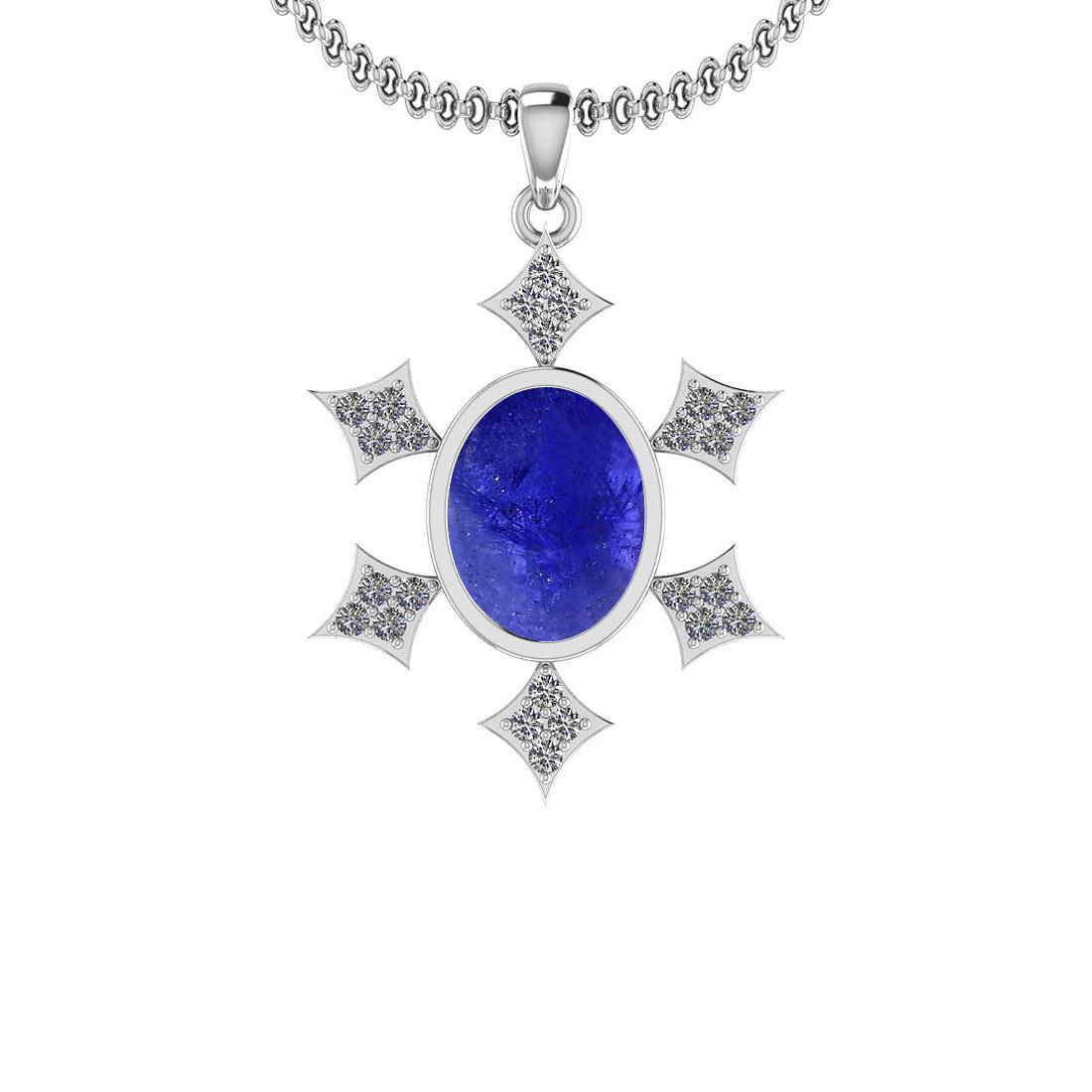 Certified 5.43 Ctw Tanzanite and Diamond I1/I2 14K White Gold Victorian Style Pendant