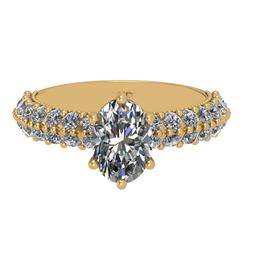 2.34 Ctw HRD Certificate Diamond Set 14K Yellow Gold Engagement Ring