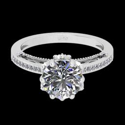 2.61 Ctw VS/SI1 Diamond 14K White Gold Vintage Style Ring