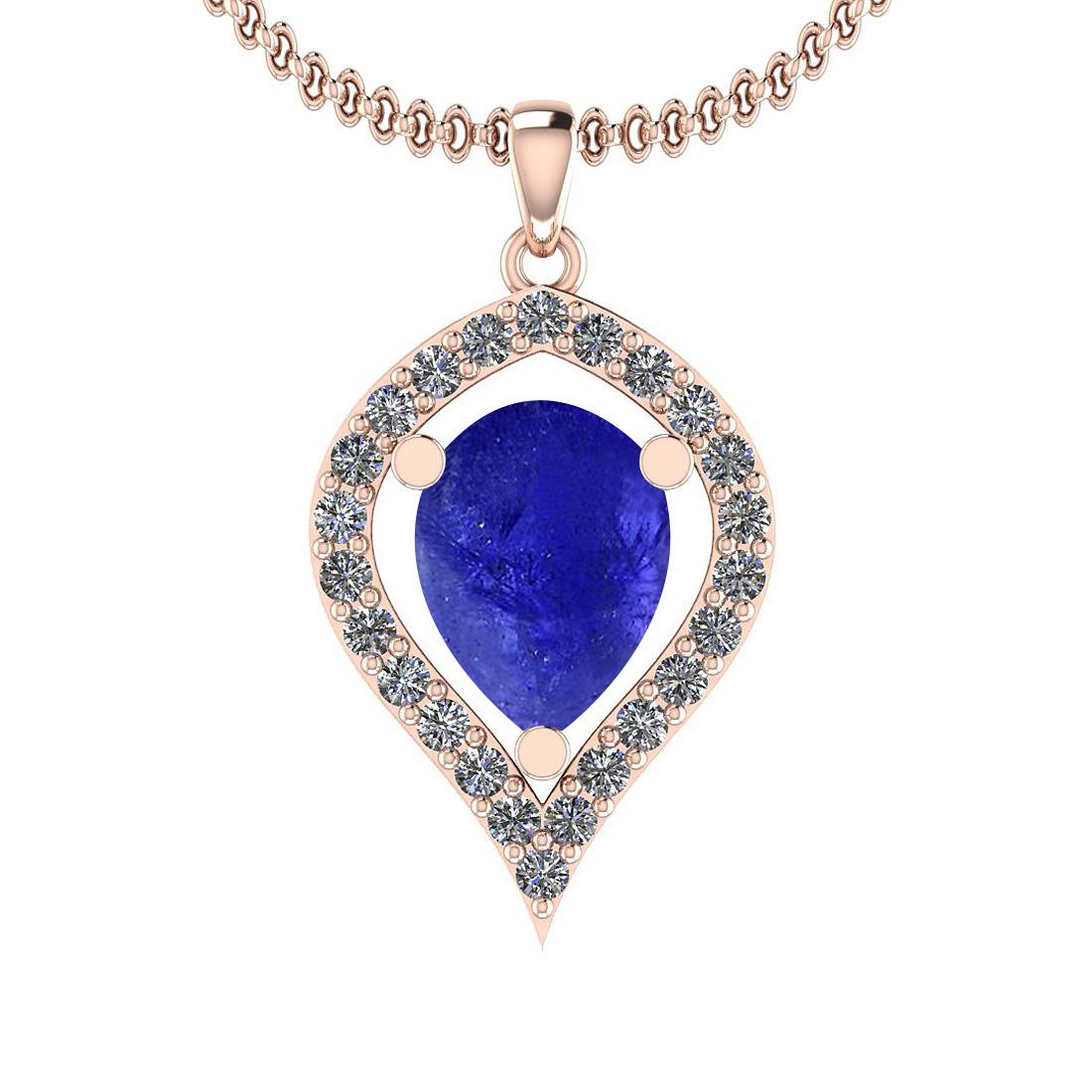Certified 6.64 Ctw Tanzanite and Diamond I1/I2 14K Rose Gold Victorian Style Pendant