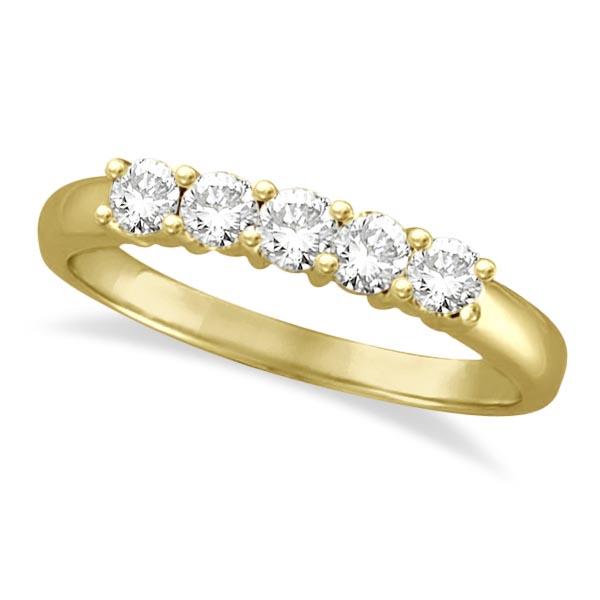 Five Stone Diamond Ring Anniversary Band 14k Yellow Gold (0.50ctw)