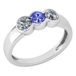 Certified 0.75 Ctw Tanzanite And Diamond Ladies Fashion Halo Ring 14K White Gold (VS/SI1) MADE IN US