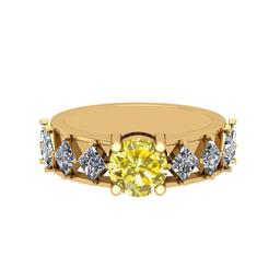 2.20 Ctw I2/I3 Treated Fancy Yellow And White Diamond 14K Yellow Gold Ring