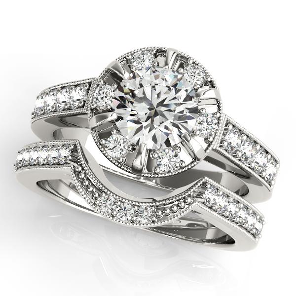 Certified 1.50 Ctw SI2/I1 Diamond 14K White Gold Bridal Wedding Halo set Ring