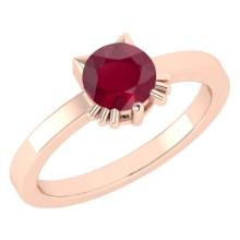 Certified 1.00 Ctw Ruby Cat Style Solitaire Ring 14K Rose Gold MADE IN USA