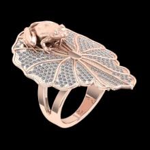 1.16 Ctw SI2//I1 Diamond 14 K Rose Gold Frog Ring