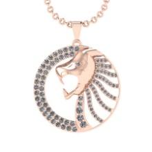 1.64 Ctw SI2/I1 Diamond 14K Rose Gold Lion Pendant Necklace