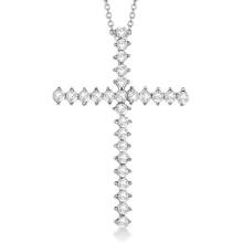 Diamond Cross Pendant Necklace 14kt White Gold 1.00ctw