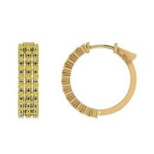 0.90 Ctw Treated fancy Yellow Diamond 14K Yellow Gold Huggie Earrings