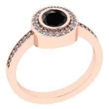 Certified 0.93 Ctw Treated Fancy Black and White Diamond I1/I2 14k Rose Gold Vintage Style Ring