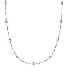 Station Bezel-Set Necklace in 14k White Gold (0.33 ctw)