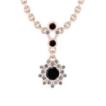 0.94 Ctw i2/i3 Treated fancy Black Diamond 14K Rose Gold Pendant Necklace