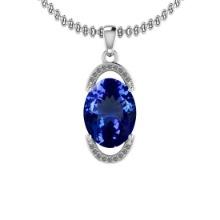 Certified 4.54 Ctw VS/SI1 Tanzanite And Diamond 14K Yellow Gold Plated Platinum Pendent
