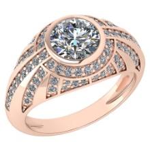 Certified 1.12 Ctw Diamond VS/SI2 Ladies Fashion Engagement 14k Rose Gold MADE IN USA Halo Ring MADE